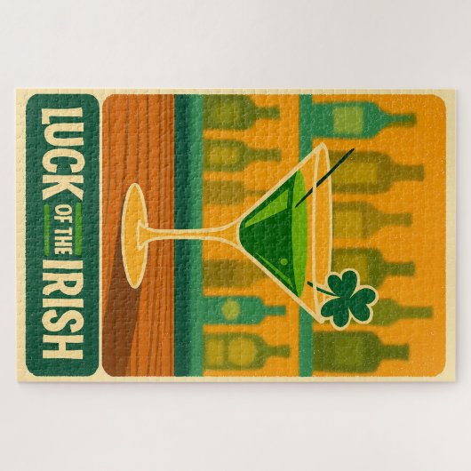 Mid Century St. Patrick's Shamrock Martini Art Puzzle (Horizontal)