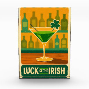 Mid Century St. Patrick's Shamrock Martini Kunst Fotoblock