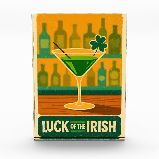 Mid Century St. Patrick's Shamrock Martini Kunst Fotoblock (Vorderseite)