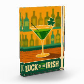 Mid Century St. Patrick's Shamrock Martini Kunst Fotoblock (Links)