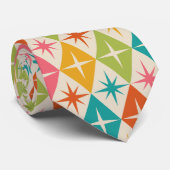 Mid Century Starbursts on Colorful Retro Diamonds Krawatte (Gerollt)