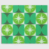 Mid Century Starbursts on Lime Mint Green circles  Geschenkpapier (Flach)
