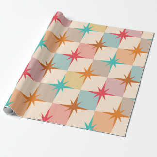 Mid Century Starbursts on Pastel Checkerboards  Geschenkpapier