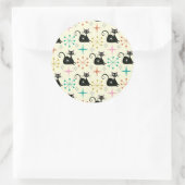 Mid Century Starbursts with Black Atomic Cat Runder Aufkleber (Tasche)
