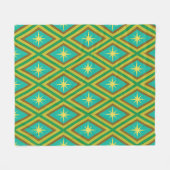 Mid Century Stars on Diamonds in Green and Yellow Fleecedecke (Vorderseite (Horizontal))