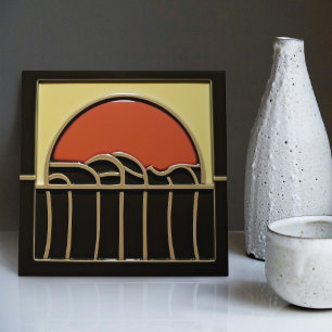 Mid-Century Sundown Wasser Kunsthandwerk Bewegung Fliese