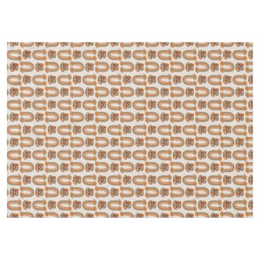 Mid-Century Tablecloth Copper & Pink Bloom Style Tischdecke (Vorderseite (Horizontal))