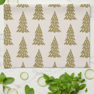 Mid Century Urlaubsmuster Tree Muster Gold Geschirrtuch