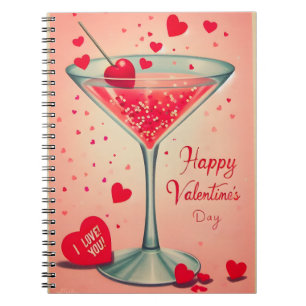 Mid Century Valentine Martini Cocktail Notizblock