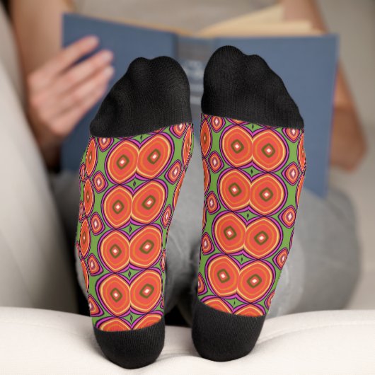 Mid Century Vibe Helles Orange und Grün  Socken (Unterseite)