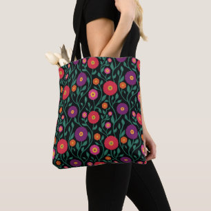 Mid-Century Vine Flower Garten-Girlande Midnight Tasche