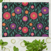 Mid-Century Vine Flower | Garten-Girlande Mitterna Geschirrtuch (Gefaltet)