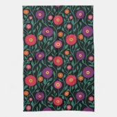 Mid-Century Vine Flower | Garten-Girlande Mitterna Geschirrtuch (Vertikal)