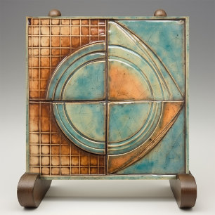 Mid Century Vintage Aqua Bögen Fliese