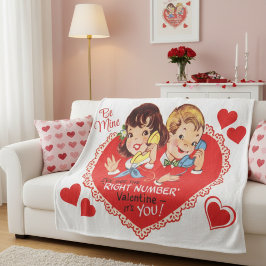 Mid-Century Vintage Retro Boy Girl Valentine's Day Fleecedecke