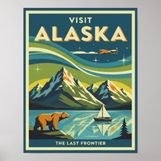 Mid-Century Visit Alaska Travel Poster