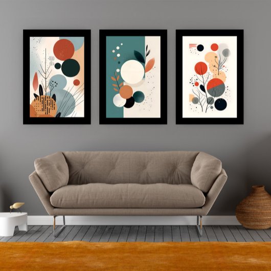 Mid-Century Wall Kunstformen und Abstrakte Blätter Bilderwand Sets