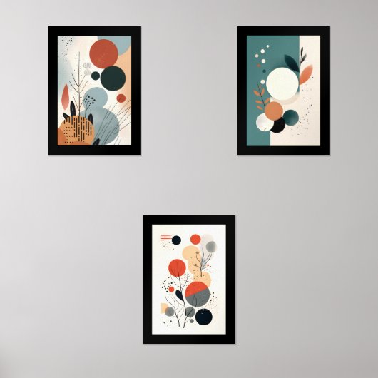 Mid-Century Wall Kunstformen und Abstrakte Blätter Bilderwand Sets (Vorderseite)