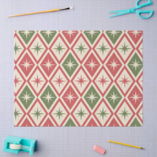 Mid Century Weihnachten Atomsterne auf Diamanten Seidenpapier