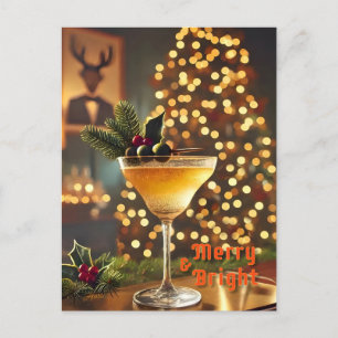 Mid Century Weihnachten Merry & Bright Cocktail Postkarte