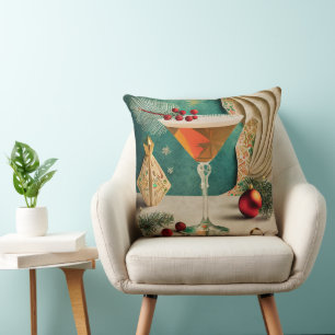 Mid Century Weihnachts-Cocktailparty Happy Hour Kissen