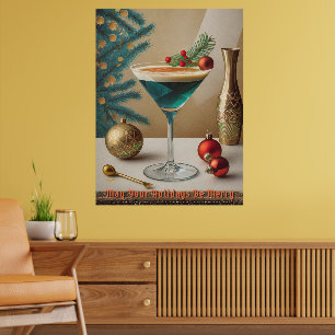 Mid Century Weihnachts-Cocktailparty Happy Hour Poster