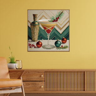 Mid Century Weihnachts-Cocktailparty Happy Hour Poster