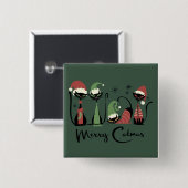 Mid Century Weihnachtskatzen im Atomic-Stil der 50 Button (Vorne & Hinten)