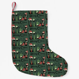 Mid Century Weihnachtskatzen im Atomic Stil der 50 Kleiner Weihnachtsstrumpf
