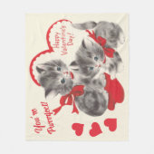Mid Century You're Purrrfect Valentine Day Kittens Fleecedecke (Vorderseite)