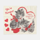 Mid Century You're Purrrfect Valentine Day Kittens Fleecedecke (Vorderseite (Horizontal))