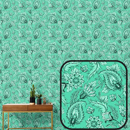 Mid Green Floral Paisley Elegant Tapete