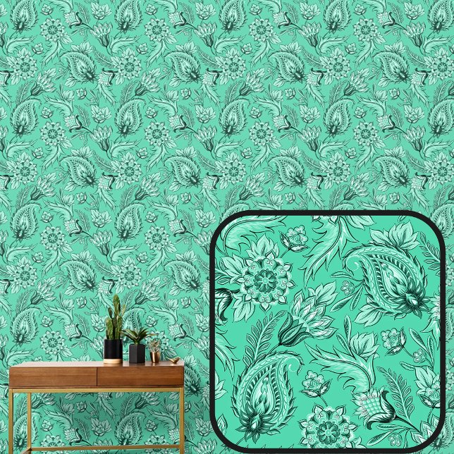Mid Green Floral Paisley Elegant Tapete (Von Creator hochgeladen)
