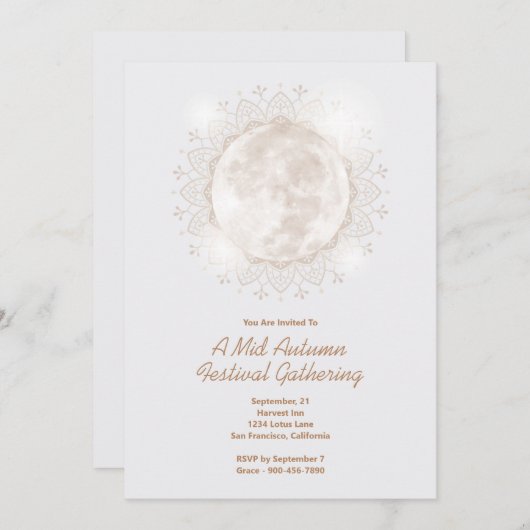 Mid Herbst Festival Moon Mandala Einladung (Vorne/Hinten)