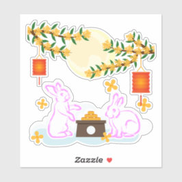 Mid Herbst Festival Moon Rabbit Mooncake Osmanthus Aufkleber