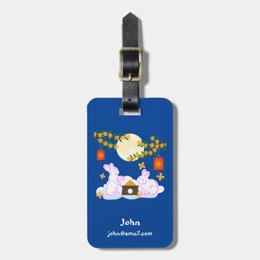 Mid Herbst Festival Moon Rabbit Mooncake Osmanthus Gepäckanhänger (Vorderseite vertikal)