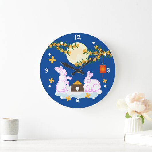 Mid Herbst Festival Moon Rabbit Mooncake Osmanthus Große Wanduhr (Zuhause)
