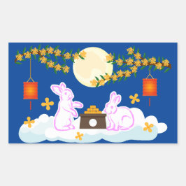 Mid Herbst Festival Moon Rabbit Mooncake Osmanthus Rechteckiger Aufkleber