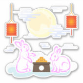 Mid Herbst Festival Moon Rabbit Mooncake Wolken Aufkleber (Vorderseite)