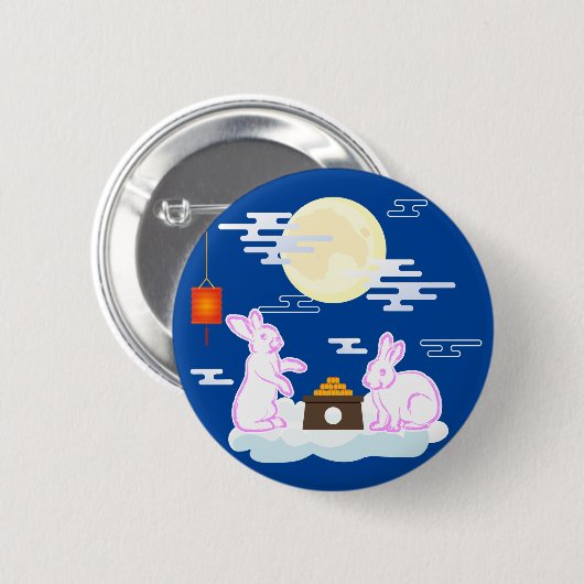 Mid Herbst Festival Moon Rabbit Mooncake Wolken Button (Vorne & Hinten)