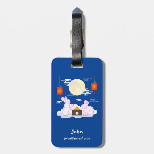 Mid Herbst Festival Moon Rabbit Mooncake Wolken Gepäckanhänger (Rückseite vertikal)