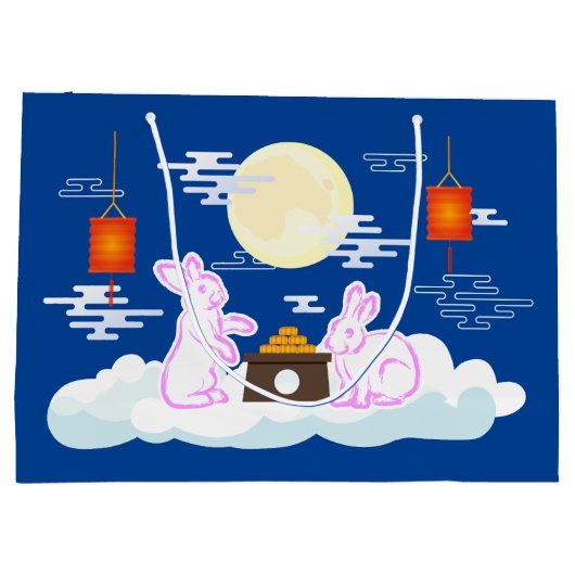 Mid Herbst Festival Moon Rabbit Mooncake Wolken Große Geschenktüte (Rückseite)