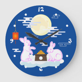 Mid Herbst Festival Moon Rabbit Mooncake Wolken Große Wanduhr