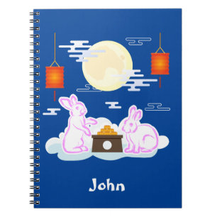 Mid Herbst Festival Moon Rabbit Mooncake Wolken Notizblock