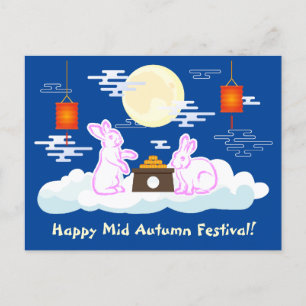 Mid Herbst Festival Moon Rabbit Mooncake Wolken Postkarte