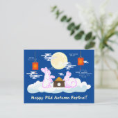Mid Herbst Festival Moon Rabbit Mooncake Wolken Postkarte (Stehend Vorderseite)