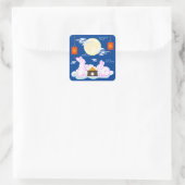 Mid Herbst Festival Moon Rabbit Mooncake Wolken Quadratischer Aufkleber (Tasche)