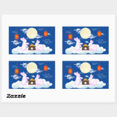 Mid Herbst Festival Moon Rabbit Mooncake Wolken Rechteckiger Aufkleber (Blatt)