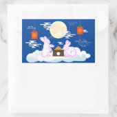 Mid Herbst Festival Moon Rabbit Mooncake Wolken Rechteckiger Aufkleber (Tasche)