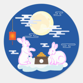 Mid Herbst Festival Moon Rabbit Mooncake Wolken Runder Aufkleber